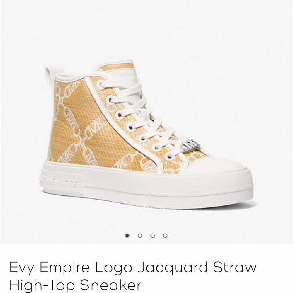 MK Empire Logo Jacquard Straw High-Top Sneaker NWT